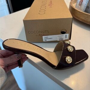Coconuts by Matisse Burgundy Mules with Gold Accents